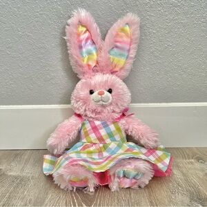 Build a Bear Pawsome Pink Bunny Plush with Plaid Dress
